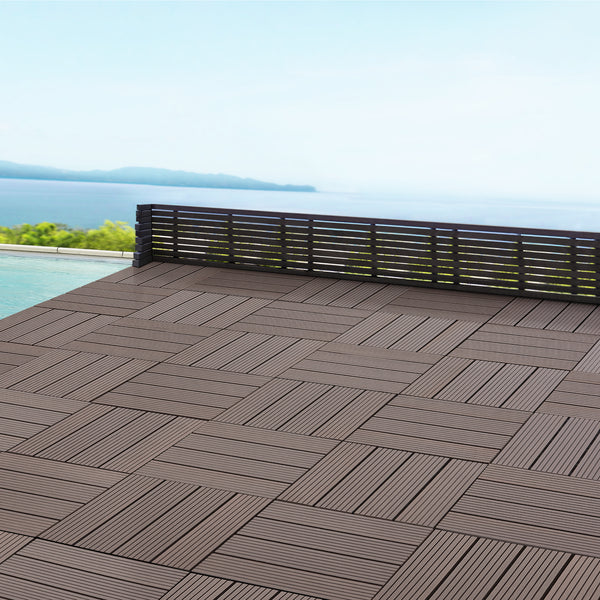 Set de 11 dalles de jardin Schramberg en bois composite 1m² 30 x 30 x 2,2 cm [en.casa]