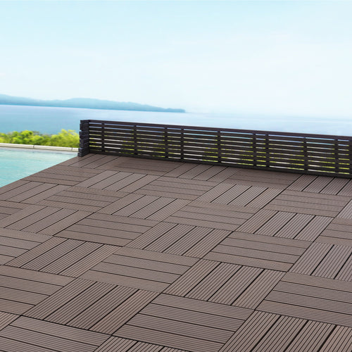 Set de 11 dalles de jardin Schramberg en bois composite 1m² 30 x 30 x 2,2 cm [en.casa]