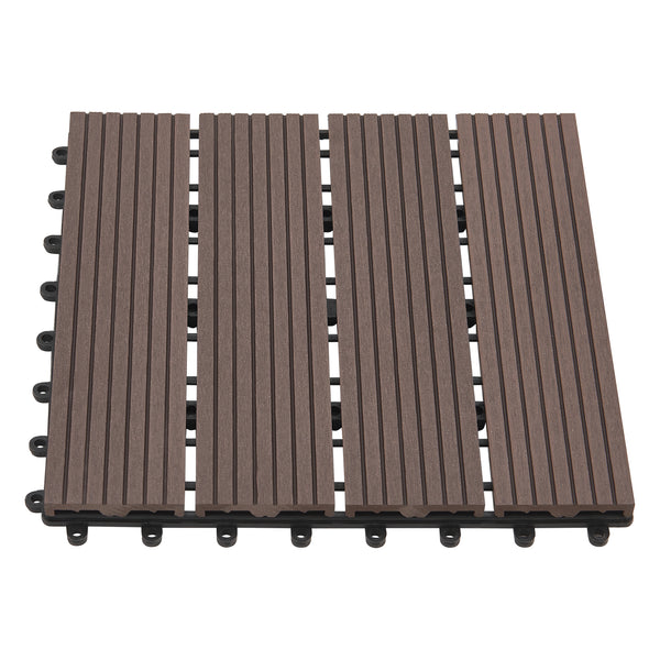 Set de 11 dalles de jardin Schramberg en bois composite 1m² 30 x 30 x 2,2 cm [en.casa]
