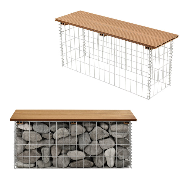 Banc en gabions Friesland WPC 100x45x30 cm en différentes couleurs pro.tec