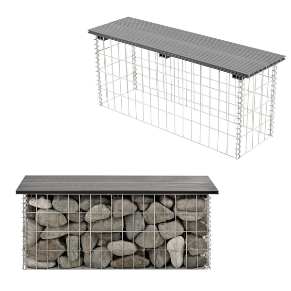 Banc en gabions Friesland WPC 100x45x30 cm en différentes couleurs pro.tec