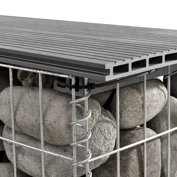Banc en gabions Friesland WPC 100x45x30 cm en différentes couleurs pro.tec