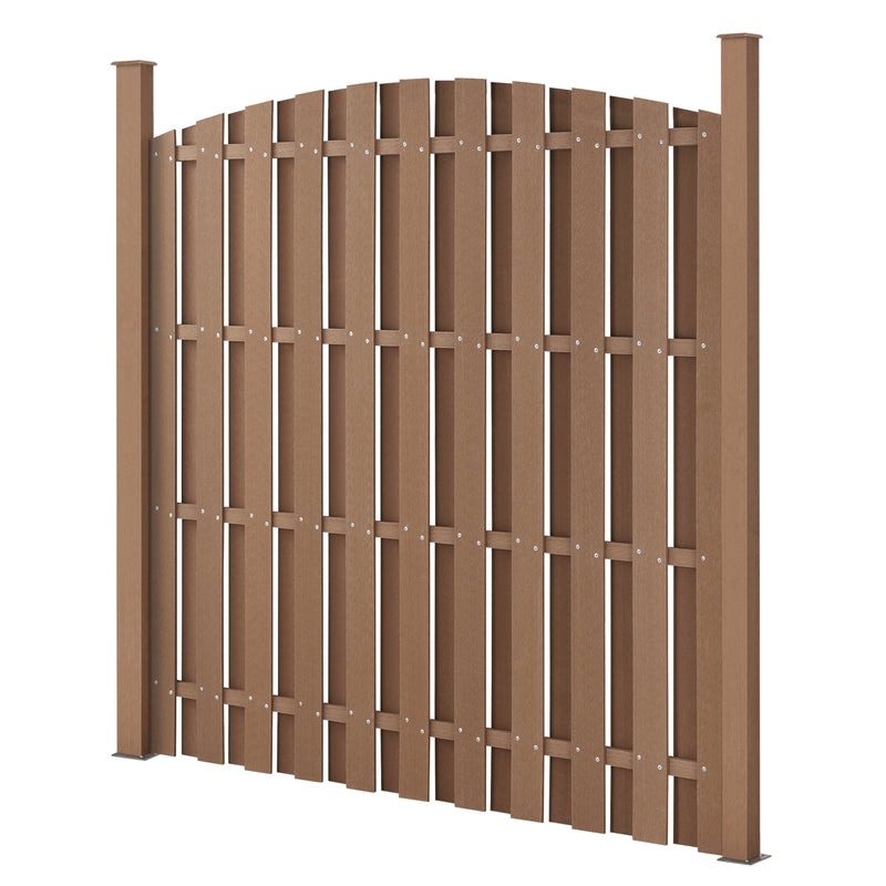 Croquis coté [neu.holz] 5 Pièces de Clôture Barrière Brise Vue Brise Vent Bois Composite WPC Demi-cercle Arrondi Plusieurs Couleurs 180 (165-180) x 180 cm
