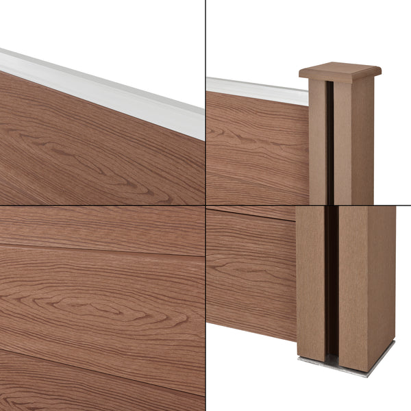 Clôture de jardin WPC avec élément incliné [neu.holz]