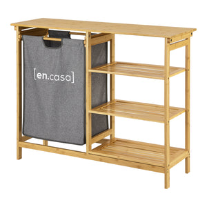 Étagère de salle de bain avec panier à linge Nousiainen Bambou 80 x 100 x 30 cm [en.casa]