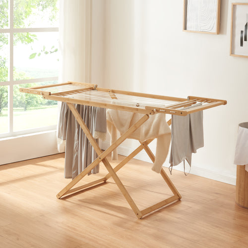 Klappbarer Wäscheständer Fakala 154x59x82 cm Bambus [en.casa] - premiumXL