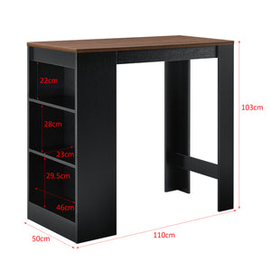 Table de bar Kouvola avec 3 compartiments 110x50x103 cm en différentes couleurs [en.casa]