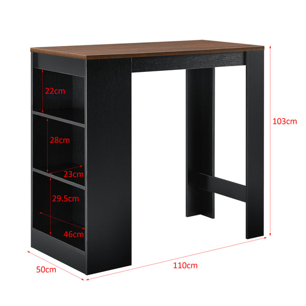 Table de bar Kouvola avec 3 compartiments 110x50x103 cm en différentes couleurs [en.casa]