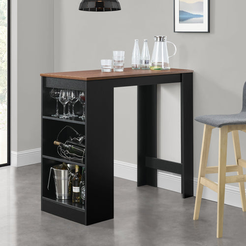 Table de bar Kouvola avec 3 compartiments 110x50x103 cm en différentes couleurs [en.casa]