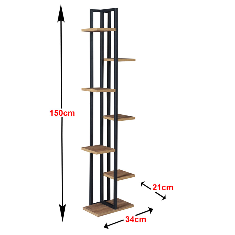 Croquis coté Support de plantes Somero à 6 niveaux 150 x 34 x 21 cm [en.casa]