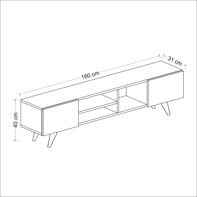 Croquis coté Meuble TV Assens à 2 portes 40 x 160 x 31 cm [en.casa]