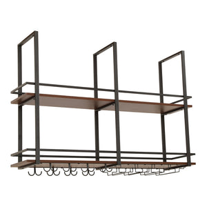 Étagère à vin Hubro Noir/Aspect Noyer [en.casa]