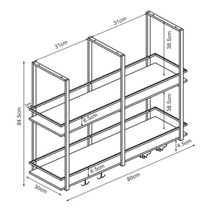 Casier à vin suspendu Hubro métal noir effet noyer [en.casa]