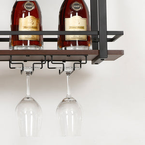 Étagère à vin Hubro Noir/Aspect Noyer [en.casa]