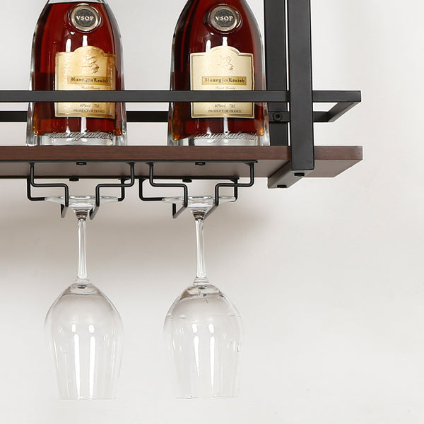 Étagère à vin Hubro Noir/Aspect Noyer [en.casa]