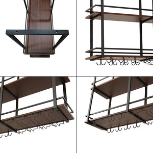 Étagère à vin Hubro Noir/Aspect Noyer [en.casa]