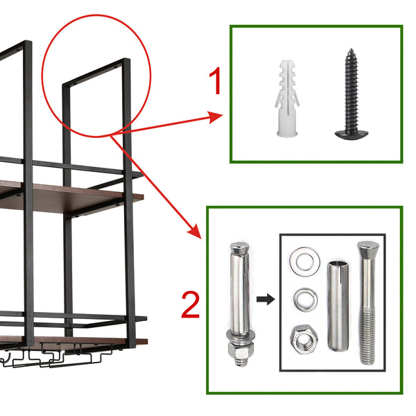 Casier à vin suspendu Hubro métal noir effet noyer [en.casa]