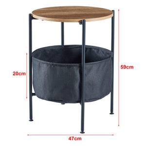 Table d'appoint Suonenjoki avec panier de rangement 59 x 47 cm [en.casa]