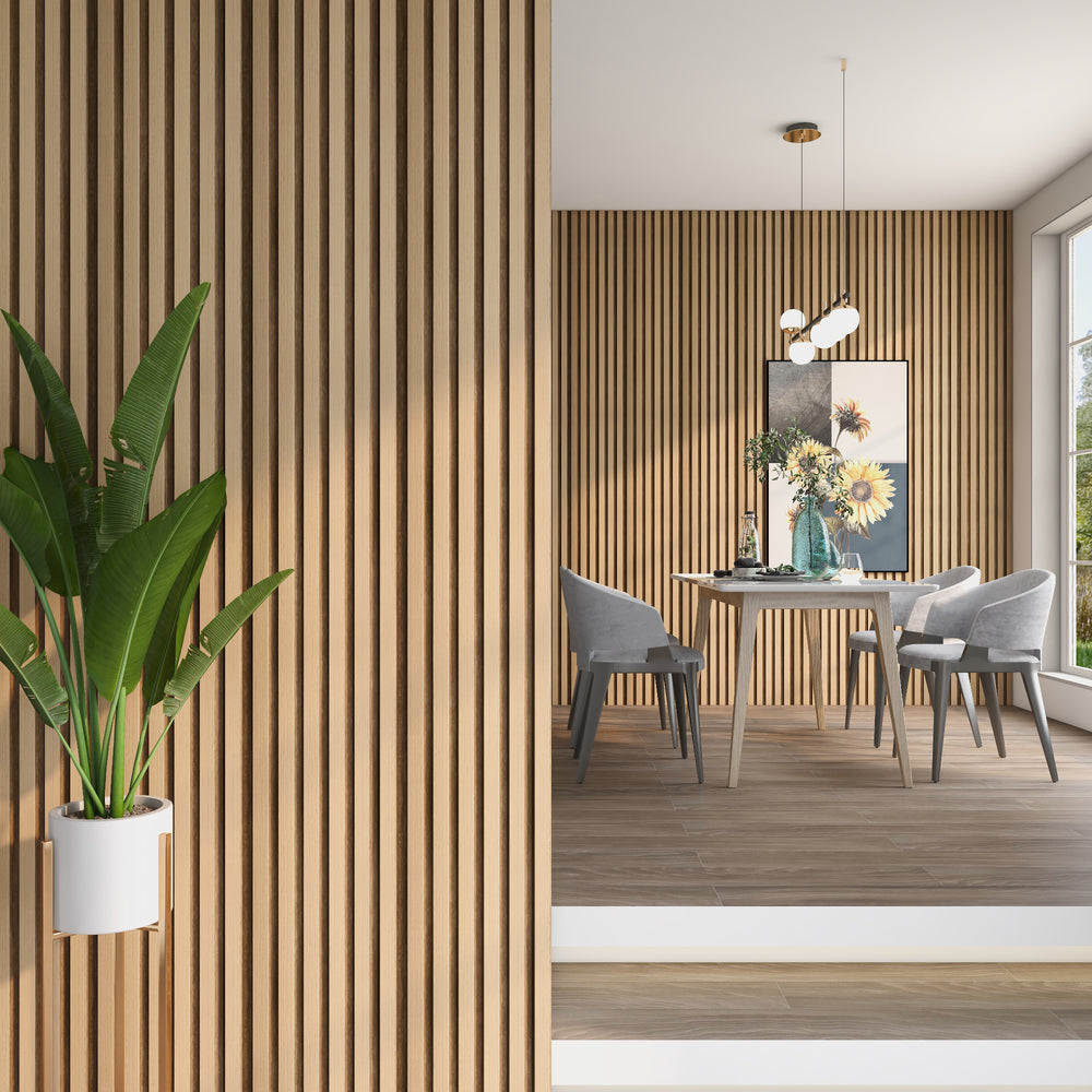 Set de panneaux muraux décoratifs 3D Borger 195 x 30 cm effet chêne clair NEU.HOLZ