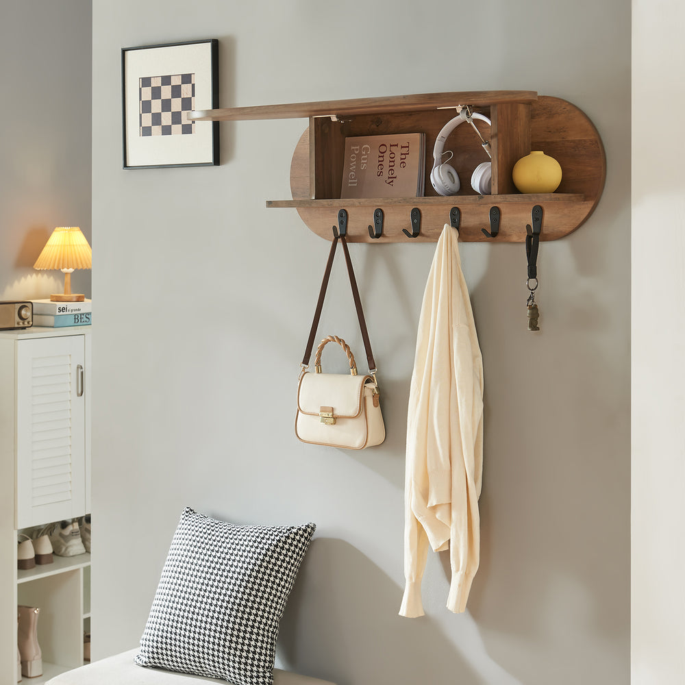 Porte-manteau mural Vilkön avec compartiment de rangement [en.casa]