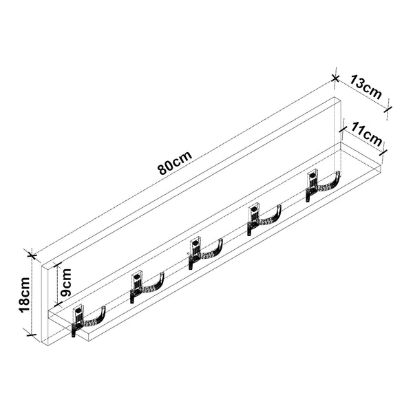 Porte-manteau mural Hammarö 80x11x18cm en différentes couleurs [en.casa]