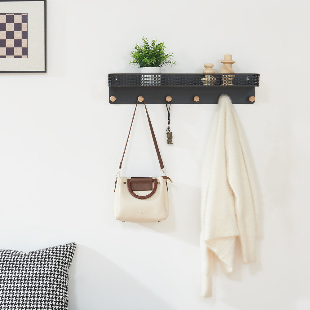 Porte-manteau mural avec étagère Jäller 60 x 14 x 12 cm [en.casa]