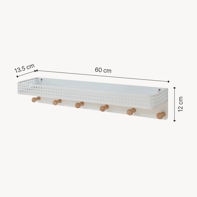 Croquis coté Porte-manteau mural avec étagère Jäller 60 x 14 x 12 cm [en.casa]