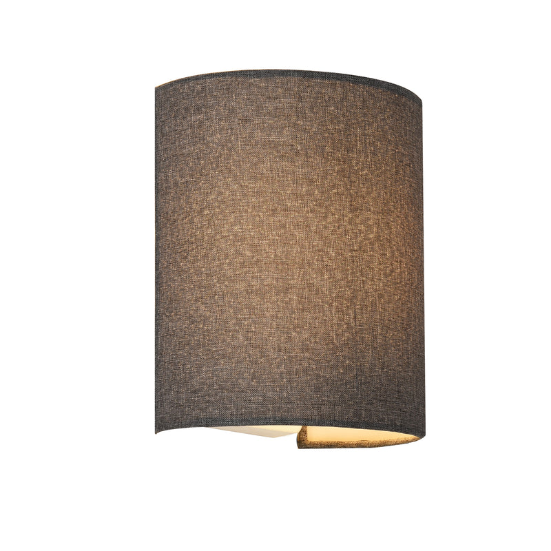 Croquis coté Lampe Murale Brüssel en Forme Demi-Cercle E27 L'abat-jour en Lin 20 x 18 x 13 cm Gris [lux.pro]