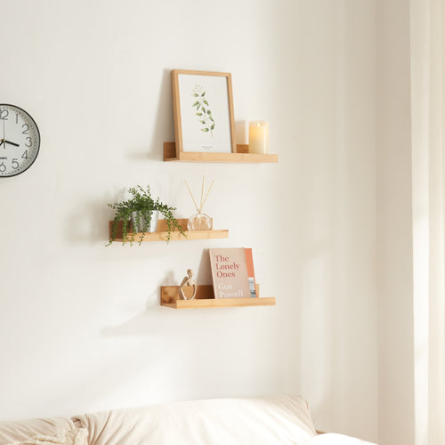 Wandregalset Gildeskål 3er Set 40x13x7cm Bambus [en.casa] - premiumXL