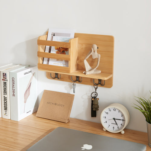 Étagère murale Giske 33x8x22 cm bambou [en.casa] - premiumXL
