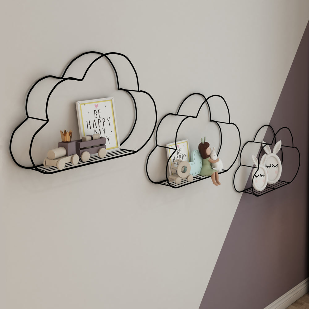 Ensemble de 3 étagères Tønder pour enfant en forme de nuage noir [en.casa]