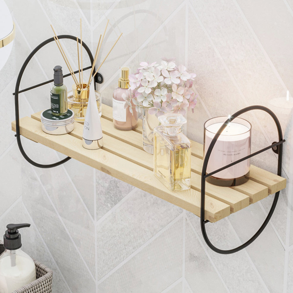 Étagère murale Oulu avec cadre en métal noir/naturel en différentes tailles [en.casa] - premiumXL