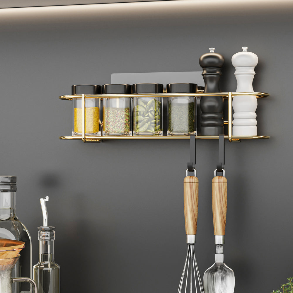 Étagère à épices Naantali avec 2 crochets dorés [en.casa] - premiumXL