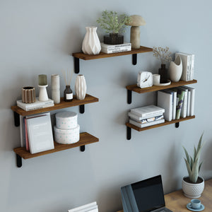 Étagère murale Frogn lot de 5 Couleur bois/Noir [en.casa]