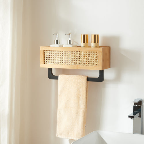 Étagère murale Tervola 36x13x19 cm bambou aspect rotin [en.casa] - premiumXL