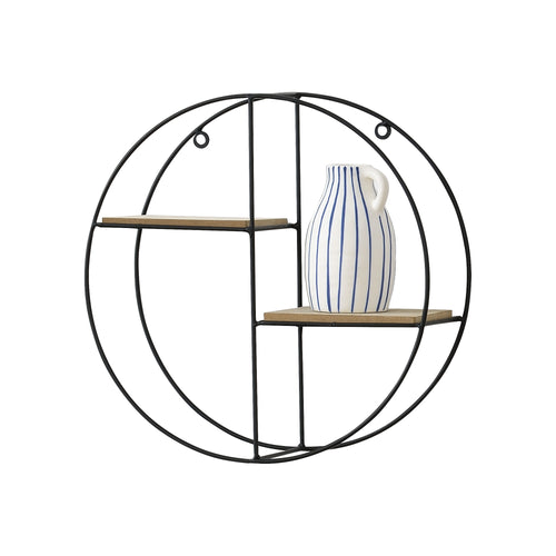 Étagère murale Lily 35x12x35 cm design rond avec 2 étagères Noir en.casa