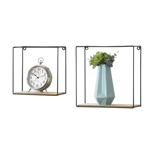 Étagère murale Eden 30x12x30 cm / 24x12x24 cm 2 pièces étagères noir en.casa