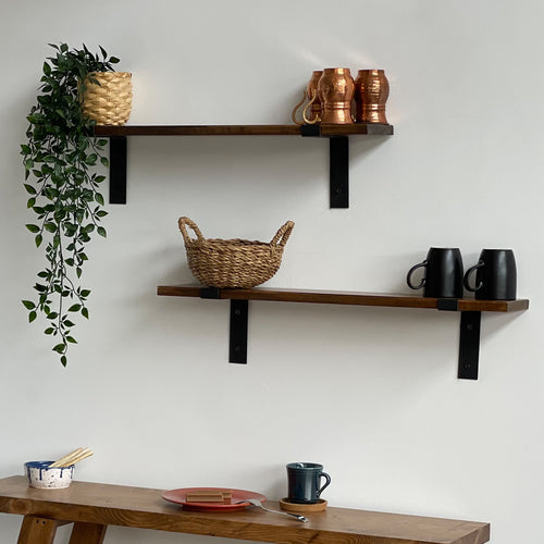 Lot de 2 étagères murales Løgstør 75 x 14 x 14 cm pin [en.casa]