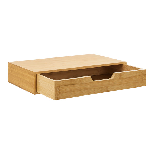 Étagère murale Bokn avec tiroir bambou 40 x 24 x 8 cm [en.casa]