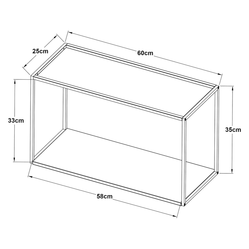 Croquis coté Étagère murale Notodden acier noir [en.casa] 