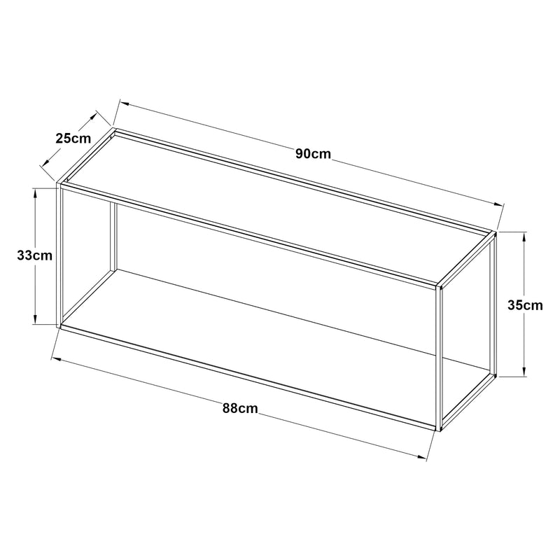 Croquis coté Étagère murale Notodden acier noir [en.casa] 