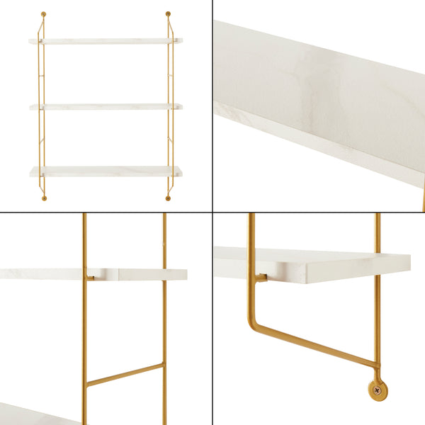 Étagère murale 3 niveaux Visby 48 x 15 x 64 cm [en.casa]