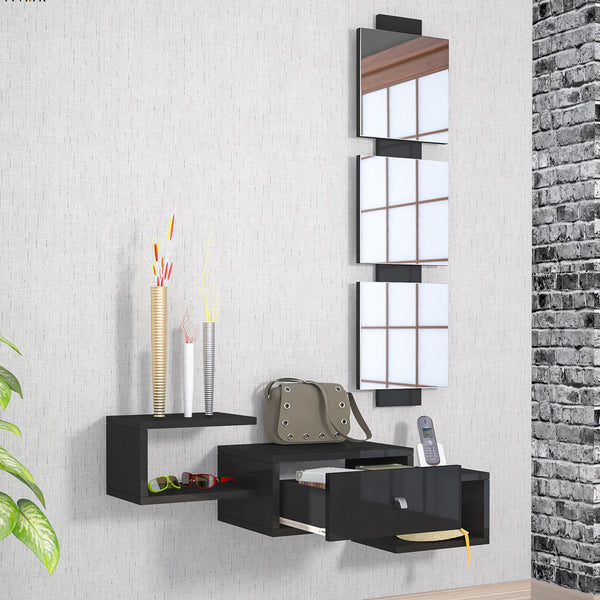 Étagère murale avec miroir Brædstrup 36 x 100 x 30 cm en différentes couleurs [en.casa]