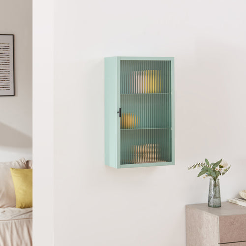 Armoire suspendue Zundert avec porte en verre strié 60x35x15 cm acier [en.casa]
