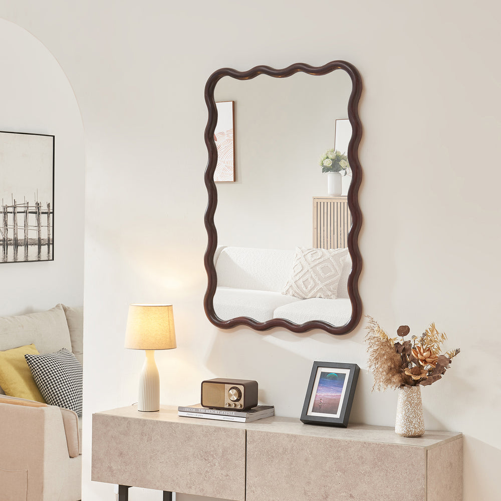 Miroir mural Porloskid 90x60 cm marron foncé [en.casa] - premiumXL