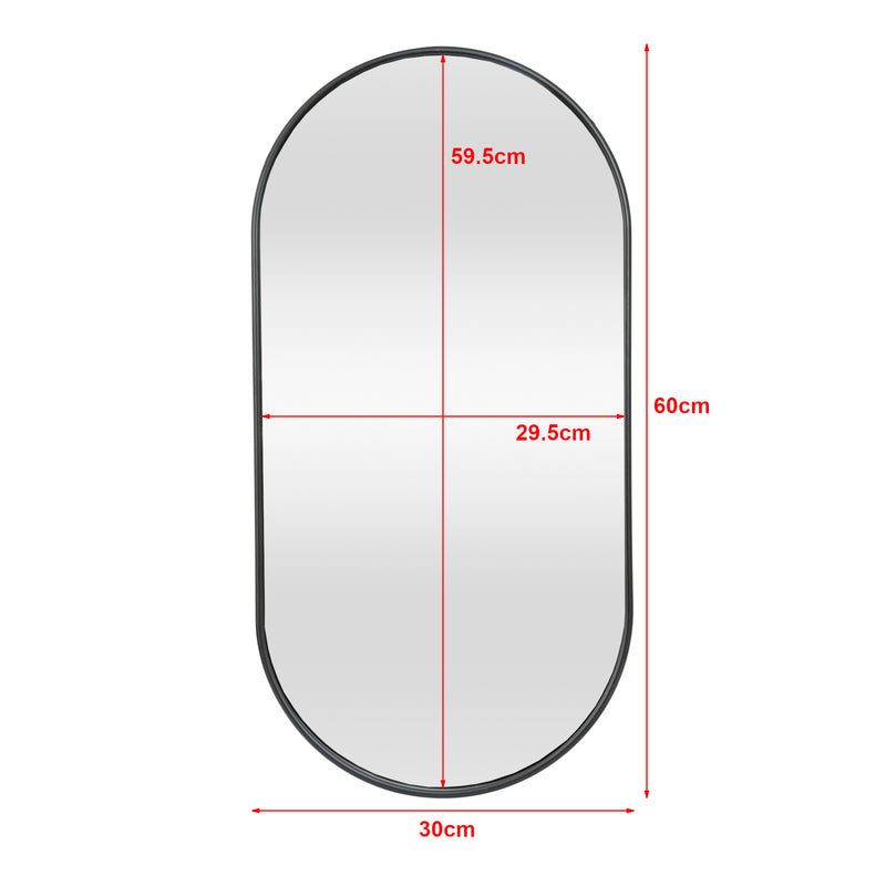 Croquis coté Miroir mural Picciano ovale [en.casa]