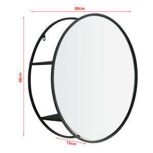 Miroir mural Sunne avec étagère Noir en différentes versions [en.casa]