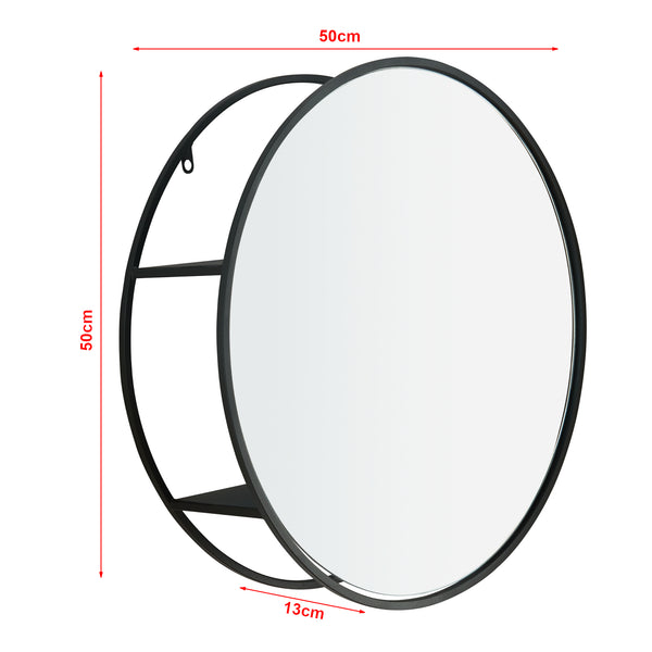 Miroir mural Sunne avec étagère Noir en différentes versions [en.casa]