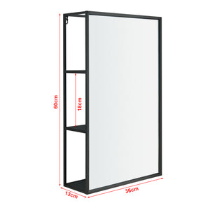 Miroir murale Sunne acier noir [en.casa]