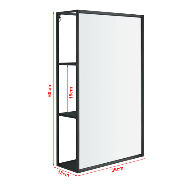 Miroir murale Sunne acier noir [en.casa]